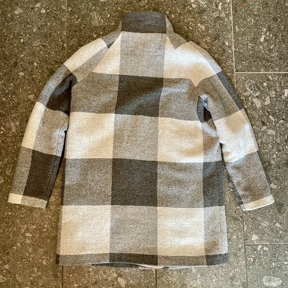 Marine Layer Grey Buffalo Check Plaid Coat Size Small - Picture 5 of 6